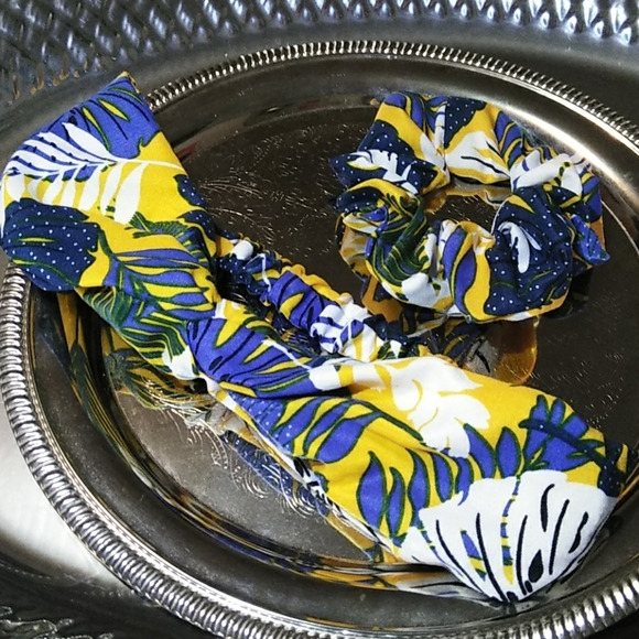 🌴NEW 2 PIECE SET PALM LEAVES HEAD WRAP&SCRUNCHIE - Picture 4 of 5